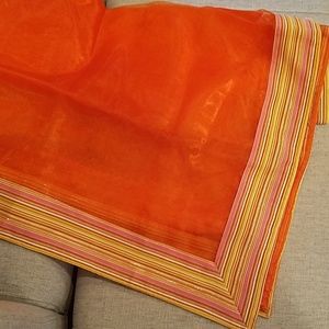 NWOT Orange Organza Table Topper 54"